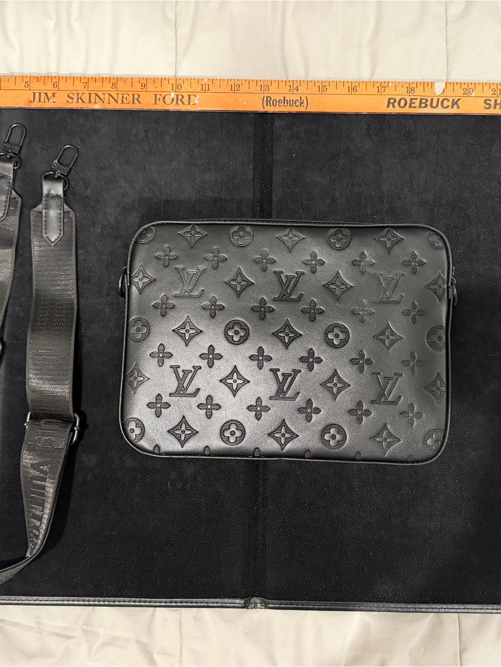 Louis Vuitton Black Monogram Embossed Messenger Bag